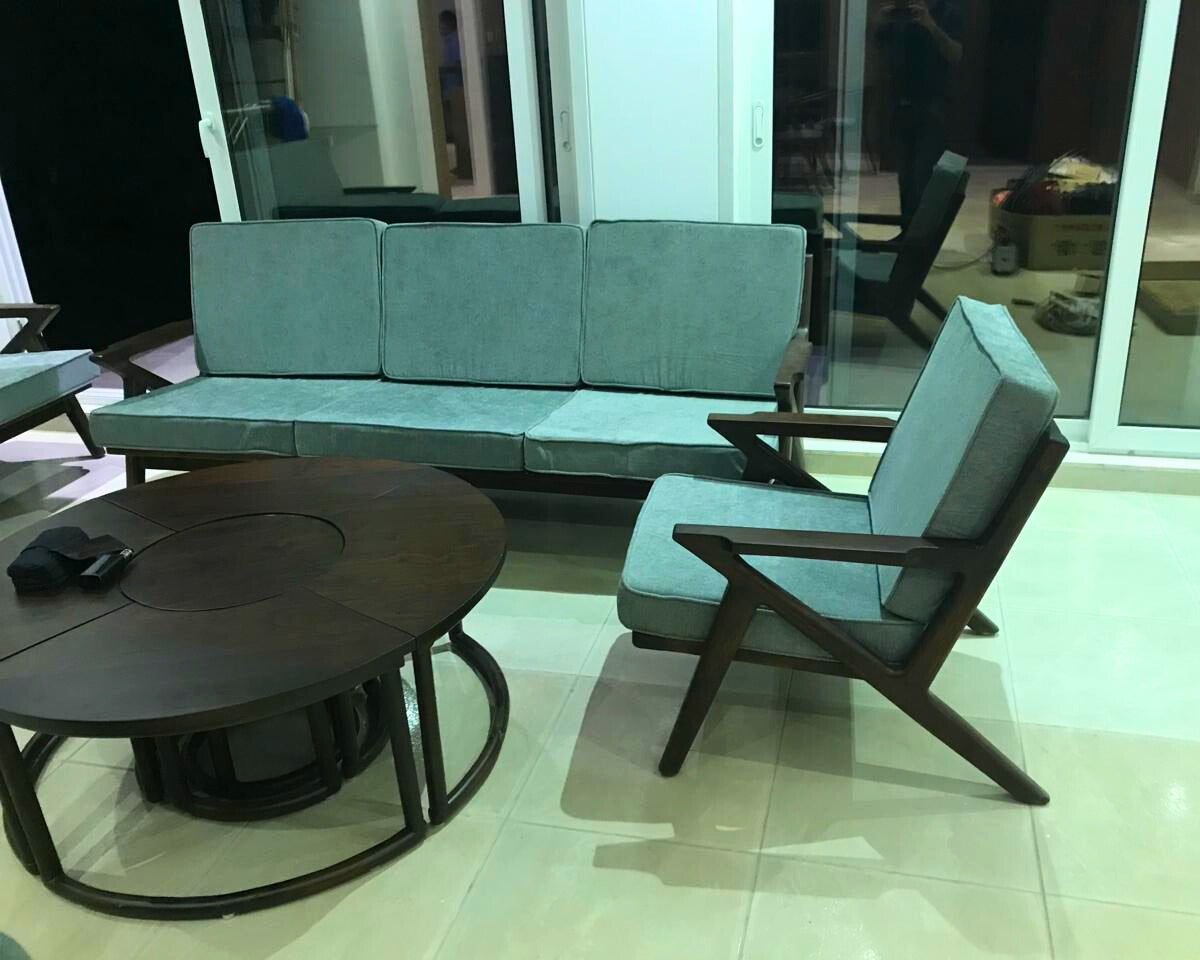 Bespoke Teakwood Retro Sofa set - 3 seater + 1 seater + 1 seater
