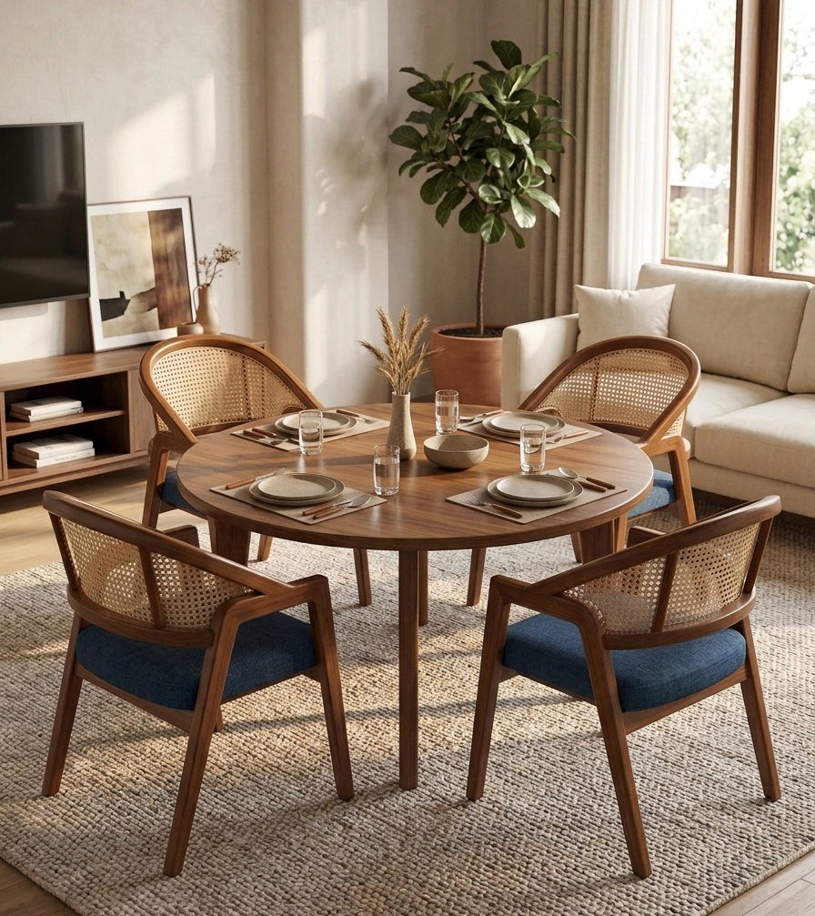 Contemporary Rattan-Back Dining Chair