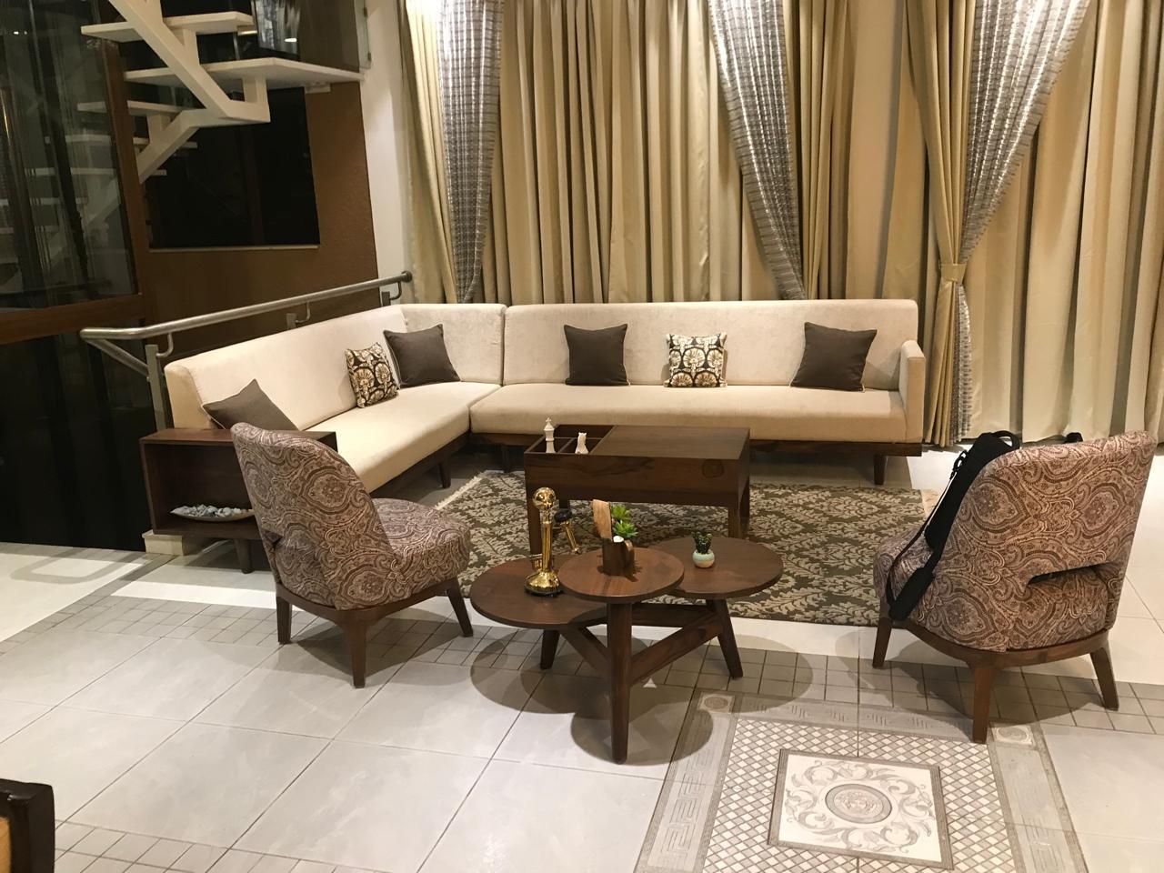 Bespoke Teakwood Sajala L Shape sofa