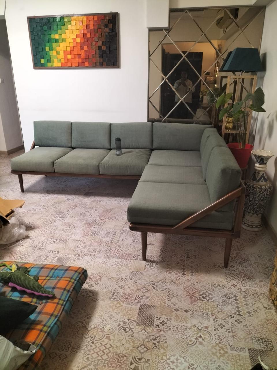 Bespoke Teakwood Woody L Shape sofa