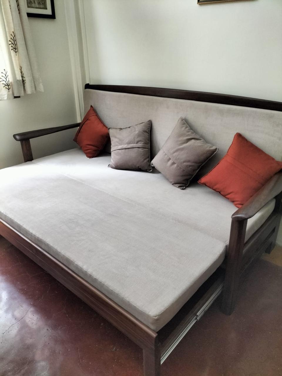 Bespoke Teakwood Woody Scissoring Sofa Cum Bed