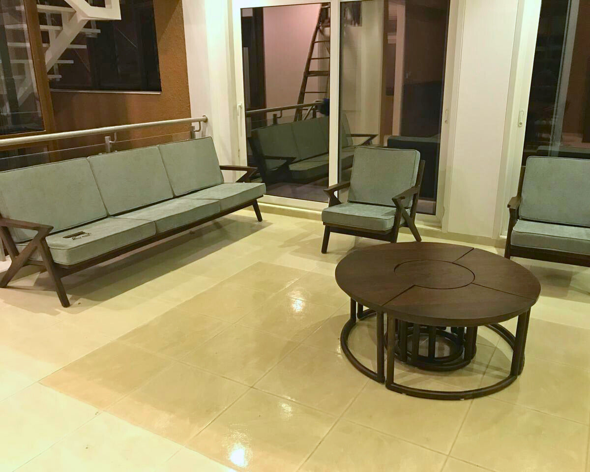 Bespoke Teakwood Retro Sofa set - 3 seater + 1 seater + 1 seater
