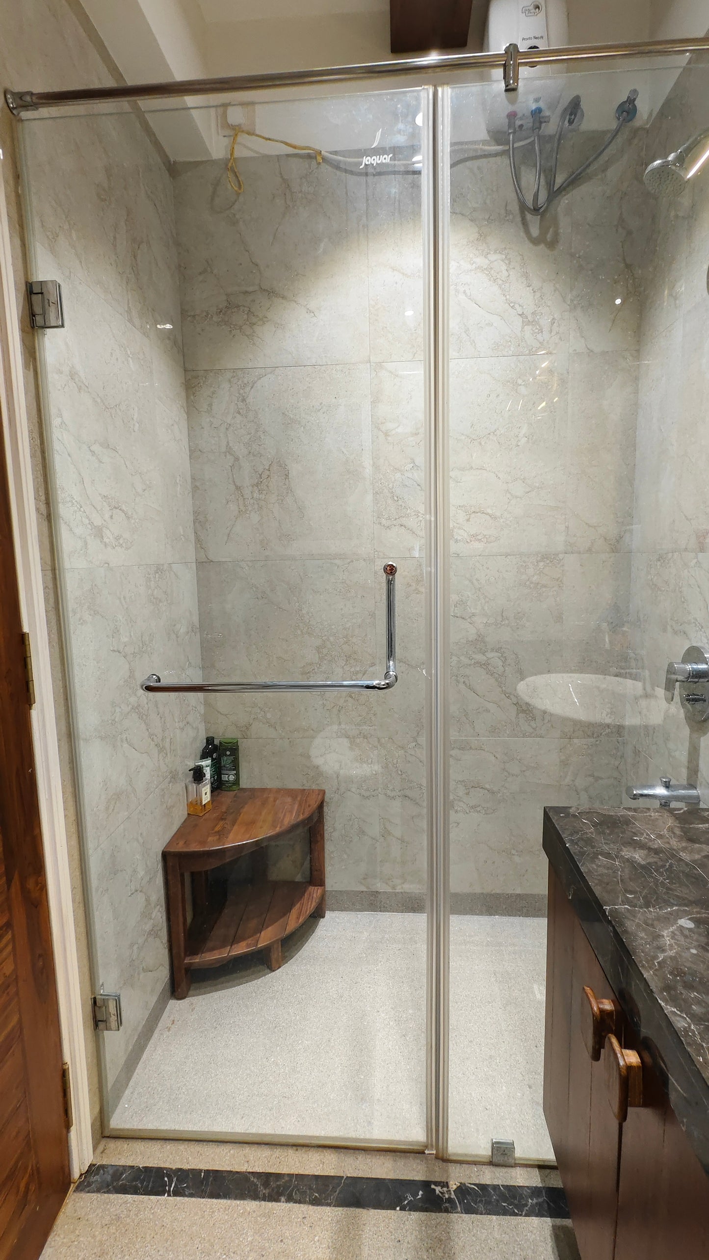 Bespoke Teakwood Corner shower stools