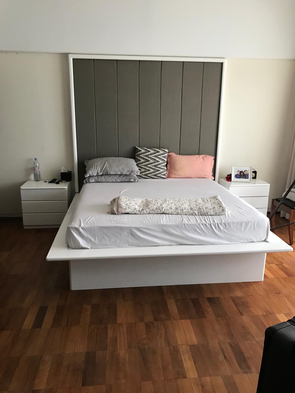 Bespoke Teakwood King Size cantilevered Bed with Storage and Tall Headboard