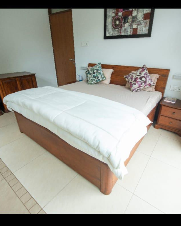Bespoke Teakwood King size bed - Pillared with storage and 2 side tables