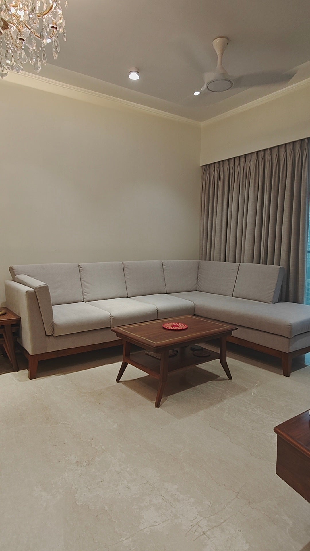 Bespoke Teakwood Slender L Shape sofa