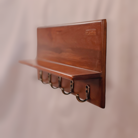 Dha - The Teakwood Key holder with shelf side view
