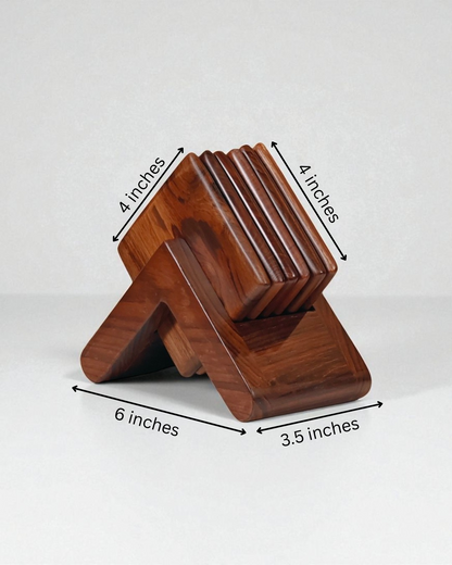 Patrika Adhar - Coaster sets with Holder (Teakwood)
