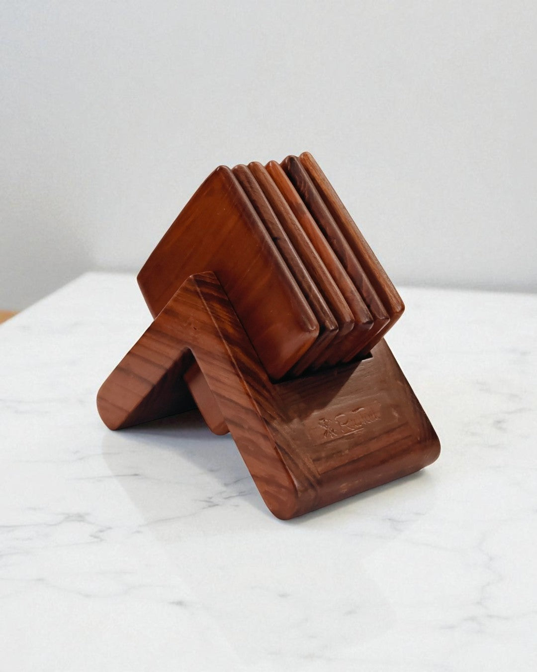 Patrika Adhar - Coaster sets with Holder (Teakwood)