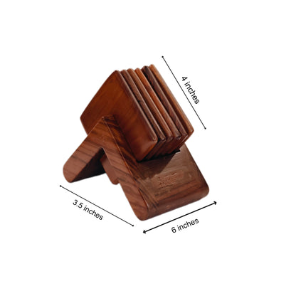 Patrika Adhar - Coaster sets with Holder (Teakwood)