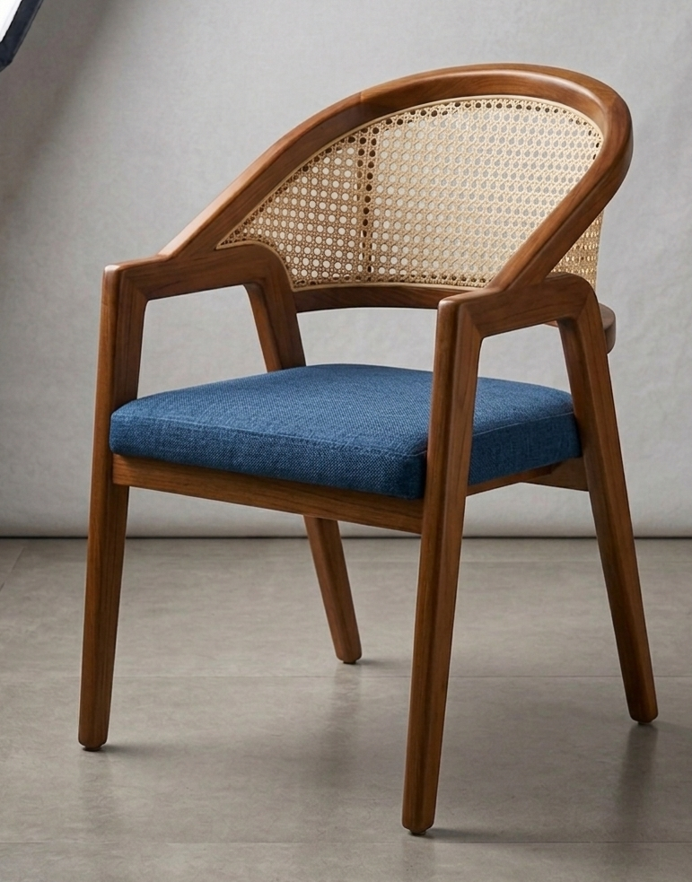 Contemporary Rattan-Back Dining Chair