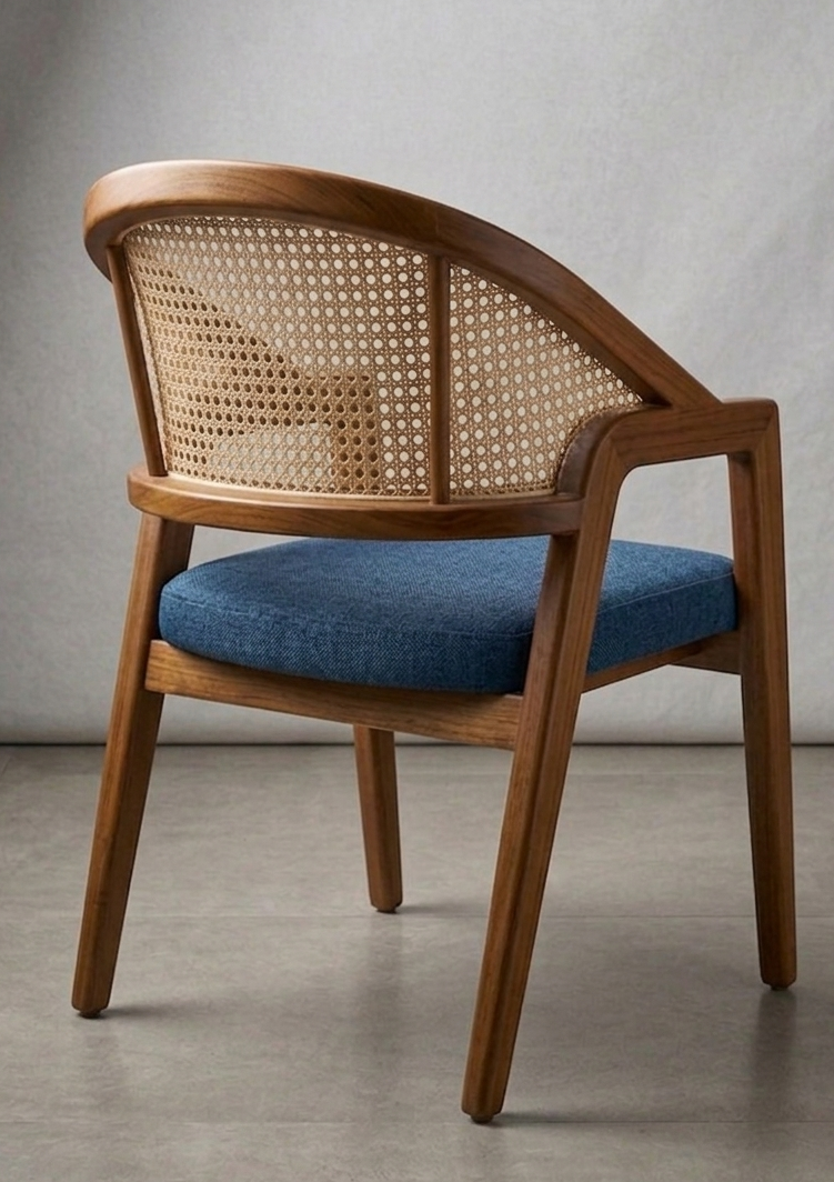 Contemporary Rattan-Back Dining Chair