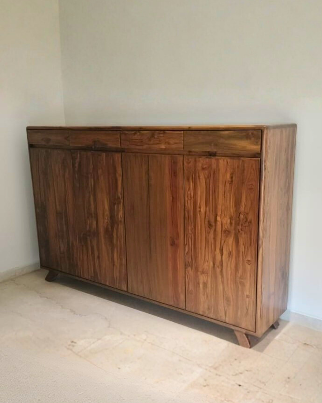 teakwood shoe cabinet with drawers