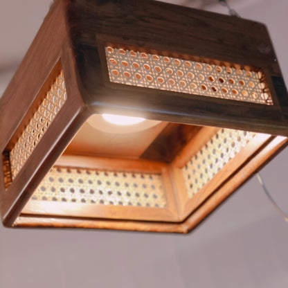 Vikriya - Square Retro Ceiling Lamp (Teakwood)