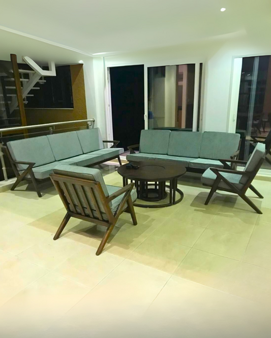 Bespoke Teakwood Retro Sofa set - 3 seater + 1  seater + 1  seater