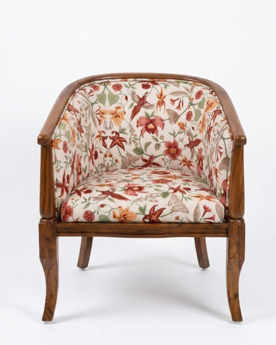 Floral Teakwood Accent Chair