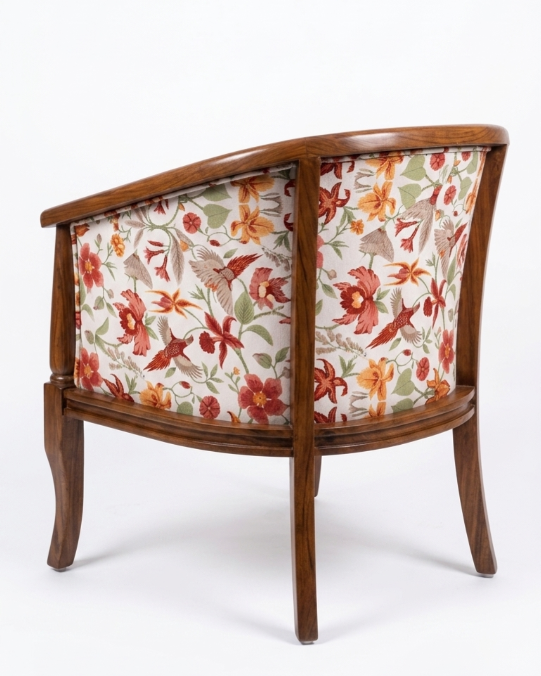 Floral Teakwood Accent Chair