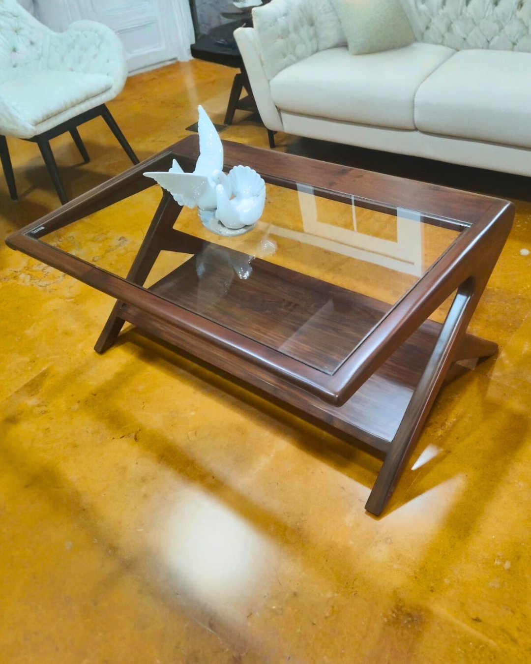 Wooden coffee table made of teakwood.