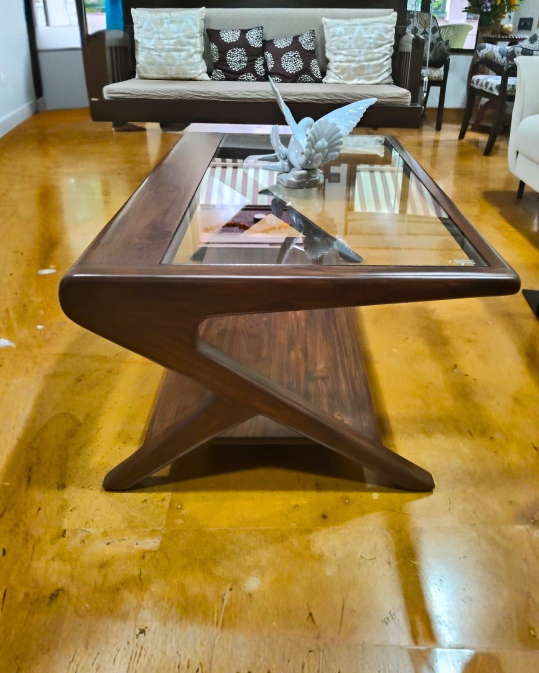 Wooden coffee table made of taekwood.