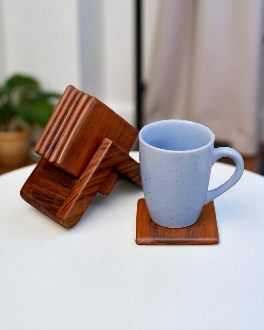 Patrika Adhar - Coaster sets with Holder (Teakwood)